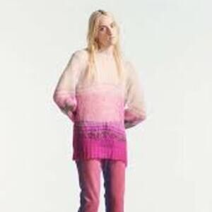 MARC JACOBS HEAVEN Pink OMbre Faded Hairy Sweater loose knit mohair sweater XL